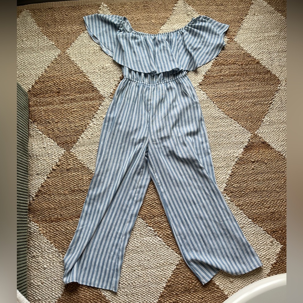 Blue Urban Outfitters Striped Jumpsuit - Size Medium